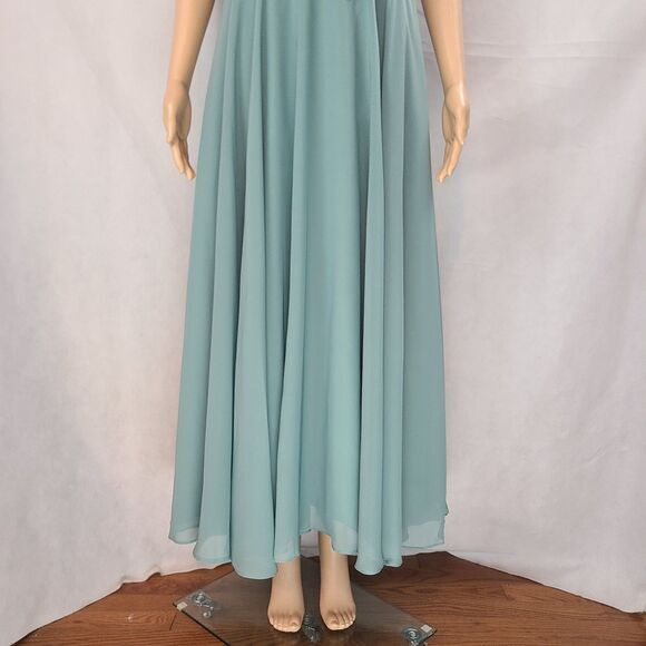 New Mother of the Bride (8) Eucalyptus Green Lace & Chiffon  Lace Up Back Dress - Picture 3 of 9